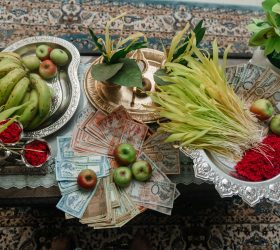 A traditional Dashain setup featuring jamara, tika, fresh fruits, and Nepali currency notes arranged on decorative trays. The image captures the essence of Dashain blessings, symbolizing prosperity, culture, and family togetherness.